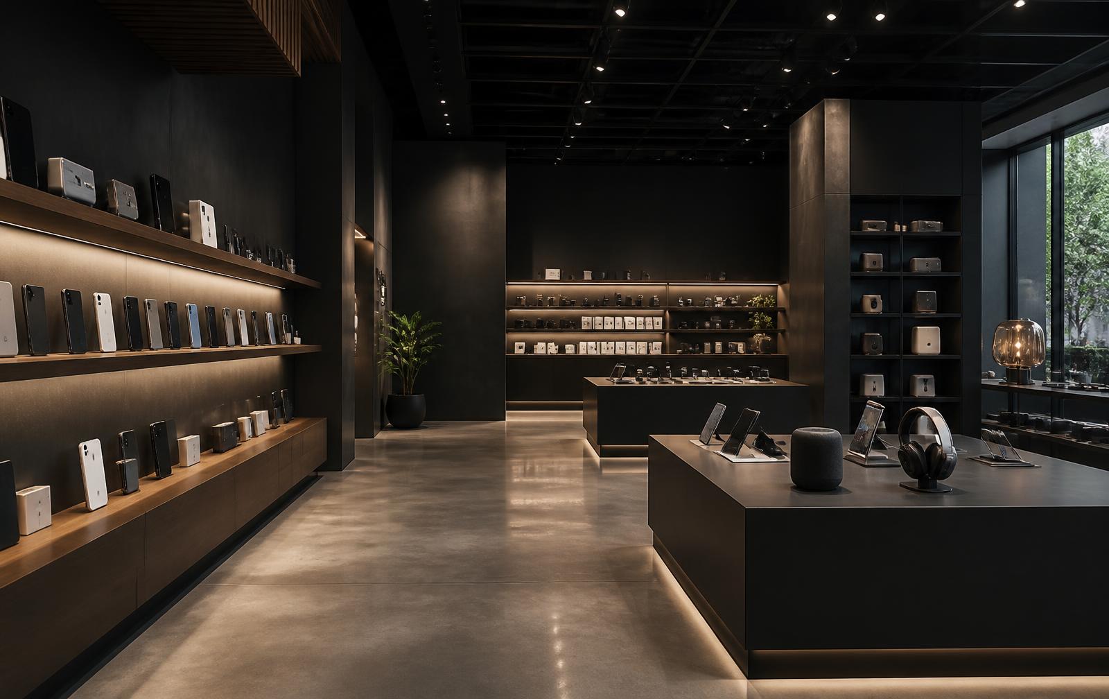 Interior of a modern electronics showroom